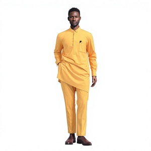Ensemble de vêtements imprimés africains pour hommes, <span class=keywords><strong>chemise</strong></span> et pantalon Dashiki traditionnels, coupe ample, <span class=keywords><strong>chemise</strong></span> à manches longues, pantalon, tenue 2 pièces, WYN2305 - Product Image 2