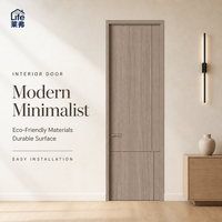 Porte intérieure vintage française, lignes rainurées noires incrustées, porte de chambre en MDF sur mesure pour villa, appartement, projet résidentiel