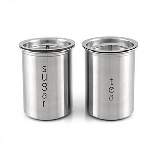 Stainless Steel Sugar Tea <b>Canister</b> <b>Set</b> Cylinder Shape Airtight Freshness Preservation Storage Container Kitchen Minimalist - Product Image 1