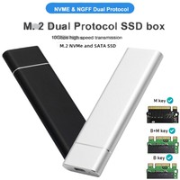 Caja de Disco Duro de Estado Sólido Externa USB 3.1 Tipo C para SSD M.2 NVME NGFF M.2 SATA de Doble Protocolo, Carcasa de Aluminio para HDD