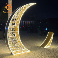 Lampu Dekorasi LED Setengah Bulan ANPU untuk Luar Ruangan, Lampu Motif Setengah Bulan Besar untuk Dekorasi Natal dan Ramadhan
