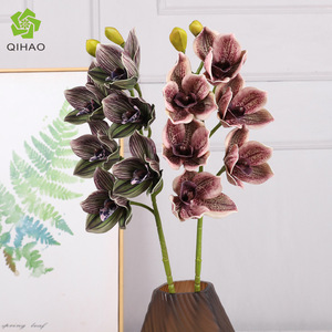 Qihao - Orquídea Cymbidium Artificial de Silicona con 6 Cabezas, Tacto Natural, Decoración para Mesa de Comedor, 67 cm de Largo - Product Image 3