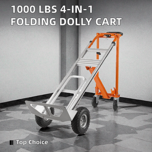 Chariot de manutention industriel pliable robuste 4-en-1, capacité 450 kg, roues en caoutchouc 10 pouces, aluminium, pour le stockage et le transport - Product Image 2