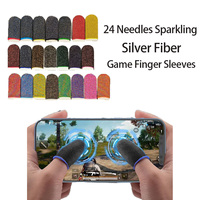Manchettes de doigt pour jeux mobiles avec logo personnalisé, anti-transpiration, en fibre d'argent scintillante, pour écran tactile, stabilisateur pour PUBG Mobile