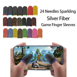 Customized Logo Anti-Sweat Sparkling Silver Fiber <b>Gaming</b> Finger Thumb Sleeve Touchscreen Glide for PUBG Mobile <b>Gaming</b> Stabilizer - Product Image 1