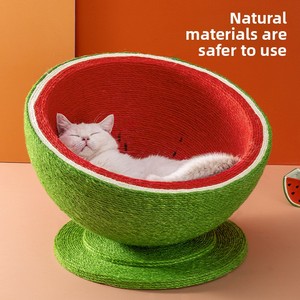 Cama <span class=keywords><strong>Rascador</strong></span> para Gatos de Sisal de Alta Densidad con Diseño de Sandía, Todo en Uno, Duradera, Resistente a las Garras, Almohadilla para Afilar Garras, Nido y Juguete para Gatos - Product Image 4
