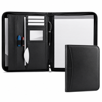 Portafolio de Cuero A4 con Cierre y Logotipo Personalizado, Bolsa Profesional para Documentos, Organizador de Negocios para Reuniones y Presentaciones de Oficina
