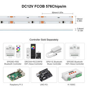 Bande <span class=keywords><strong>LED</strong></span> magique adressable ESANN, bande numérique sans points COB, ruban 12V 10mm 576 <span class=keywords><strong>LED</strong></span>, puces pixel, silicone flexible, bande intelligente RGB - Product Image 4