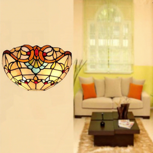 Lámpara de Pared de Estilo Tiffany de Lujo de 12 Pulgadas, Hecha a Mano, con Vidrio Tintado Marrón, Diseño Barroco, para Dormitorio o Comedor, con Fuente de Luz LED, 2 Años de Garantía - Product Image 1