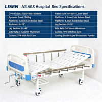 Lit d'hôpital multifonction LISEN ABS-A3 en acier laminé à froid, équipement médical pour adultes, manuel, certifié CE ISO, classe I