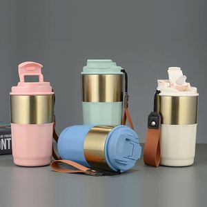 Termo de Acero Inoxidable de Doble Pared de 450 ml, Taza de Café Aislada y Portátil con Pajita Pequeña y Bonita, Nuevo Diseño para Amantes del Café - Product Image 2