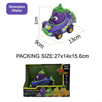 Voiture télécommandée miniature 2.4G pour enfants, série légumes dessin animé (Aubergine), avec éclairage, pour intérieur, cascades à 360 degrés
