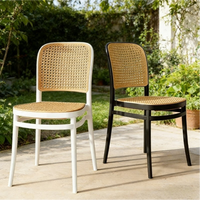 Chaise de salle à manger moderne empilable nordique en tissu bicolore mobilier de salle à manger restaurant chaises d'extérieur