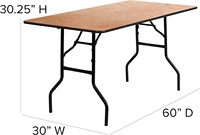 Vente chaude : Tables pliantes en contreplaqué durables et portables de 150 cm (5 pieds) pour hôtels, banquets et événements, fabriquées en Chine