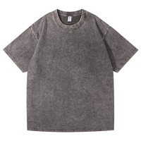 Camiseta de Manga Corta para Hombre, Estilo Vintage, 100% Algodón Tejido de 230g, Lavado Ácido, Oversize, Anti-Pilling, Transpirable