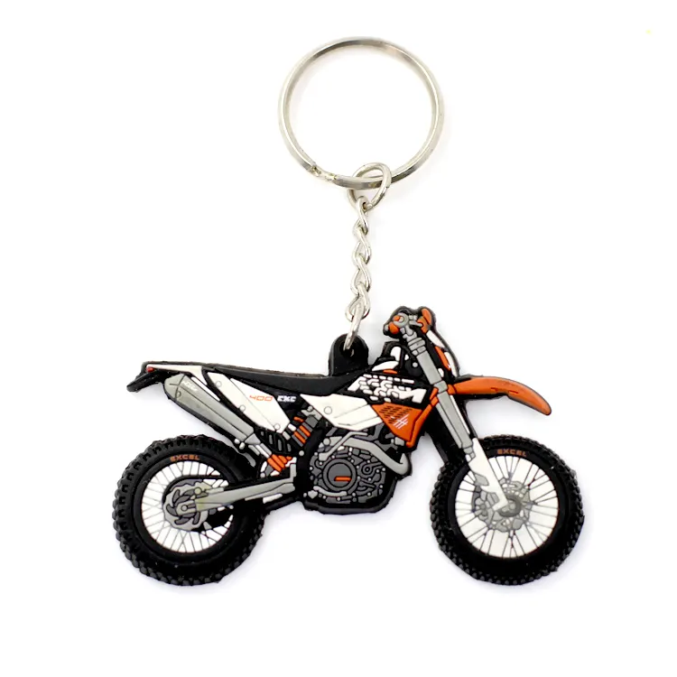 Factory Price Custom Logo Motorcycle Rubber Keychain Plastic 3D Soft Cartoon PVC Keychain