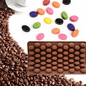 Molde de silicona con forma de grano de café, 55 cavidades, para chocolate, dulces, cubitos de hielo, cera derretida, molde de silicona para fondant, molde para barra de chocolate - Product Image 1