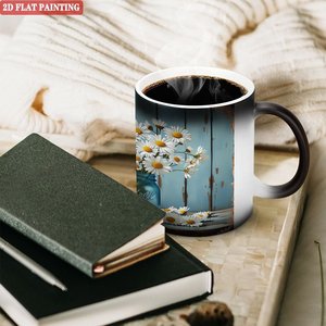 Mug en céramique noir givré 11 oz, tasse à changement de couleur activée par la chaleur, cadeau pour le team building - Product Image 3
