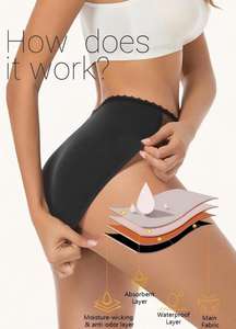 Culotte menstruelle écologique 4 couches biodégradable en chanvre pour femme, taille haute, anti-fuite, durable - Product Image 5