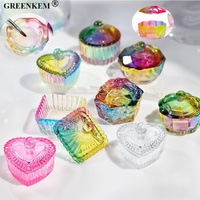 Nouveau coloré Nail Art Dappen plat acrylique liquide poudre verre ongles tasse Rinbow brosse lavage tasse ongles verre Dappen plat avec couvercle