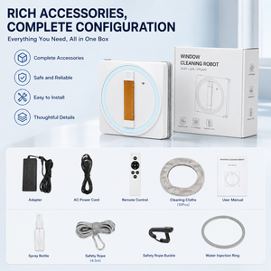 Robot Limpiacristales Automático con Tanque de Agua de 100 ml, Fuerza de Succión de 3000 Pa, Limpiador de Vidrios Inteligente para Puertas sin Marco - Product Image 4