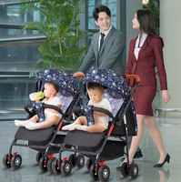 Poussette double pour bébé 4 en 1, capacité de charge de 20 kg, pliable, poussette à pousser, ceinture de sécurité à 5 points, poussette double pour bébé/poussette double pour enfants