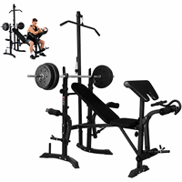 FRS Appareil de musculation multifonction pliable tout-en-un pour la maison, avec développé couché, poulie dorsale et extension des jambes, équipement de fitness commercial