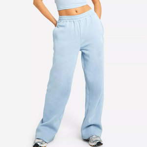High Quality Breathable Winter Women's Streetwear Sweatpants Mid Waist Wide Leg Flare Anti-Wrinkle Flat Front Embroidery - Product Image 6