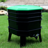 Composteur rectangulaire en plastique à 4 couches amovibles pour vers de terre, grande capacité, pour la production d'engrais DIY