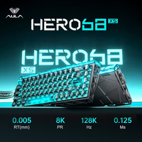 Teclado AULA HERO68 XS de 68 Teclas, Tri-Modo, Doble Efecto Hall 8K, Activación Rápida de 0.005mm, Placa de Aluminio de 6000mAh para Gamers de FPS