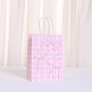 YZ Pink Bow Kraft Paper Handbag Birthday Gift Packaging <strong>Bag</strong> <strong>Sweet</strong> Girl <strong>Party</strong> Gift <strong>Bag</strong> Candy Packaging Recyclable Wedding <strong>Bag</strong> - Product Image 3