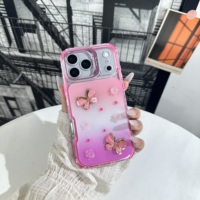 Coque de téléphone antichoc 3-en-1 en TPU+PC avec support d'appareil photo et décor papillon tendance pour MOTO G37 5G G17 Power EDGE 70 5G