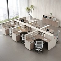 BGZ-205X Bureau de personnel en bois en forme de T pour six personnes avec écran de séparation, combinaison table et chaises de bureau