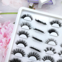 Faux cils en vison synthétique en gros, cils en bande volumineux, fournisseur de cils 3D 5D en faux vison 16-18mm, cils en bande complète avec boîte d'emballage