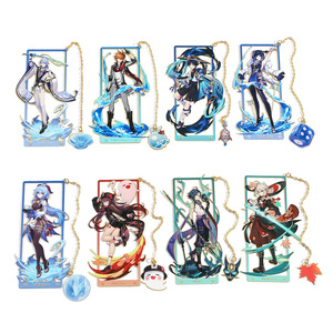 Expédition rapide <span class=keywords><strong>Genshin</strong></span> <span class=keywords><strong>Impact</strong></span> signets promotionnel étudiant <span class=keywords><strong>livre</strong></span> dossier dessin animé Anime imprimé papeterie métal signet - Product Image 2