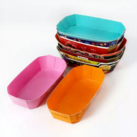 Op maat gemaakte kartonnen bootvormige wegwerpverpakkingen van kraftpapier met reliëf, voor voedselverpakkingen & trays, vers fruitverpakkingen, OEM