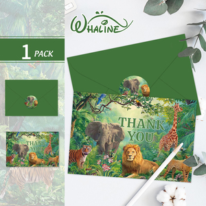 Factory Wholesale <strong>Green</strong> Forest Animal Watercolor Handwritten Blessing Card Eco Friendly Offset Printing Thank You Paper Card - Product Image 3