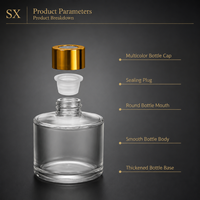 Bouteille d'aromathérapie ronde de luxe 50ml/100ml/150ml, bouteille diffuseur avec bâtonnets d'aromathérapie, boîte d'emballage personnalisée et logo