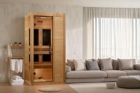 Sauna Inframerah Mewah Dalam Ruangan untuk 2 Orang, Kayu Hemlock Kanada, Panel Kontrol LED, Pusat Terapi Spa dan Wellness