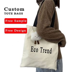 Wholesale Canvas Bag With Long Handle Reusable Cotton Shopping Bags Perfect for School Work Daily Life Custom Printed Logo - Product Image 1