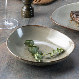 Ofen wechsel Gold Nordic Style graues Porzellan Umwelt freundliches FARB Geschirr Western Keramik für Restaurant Porzellan Geschirrset - Product Image 3