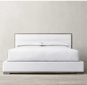 Cama King Size de Lujo Moderna para Exteriores con Almacenamiento, Estructura de Madera, Cabecera Tapizada en Tela con Diseño Acolchado y Base de Muelles - Product Image 1