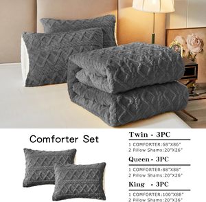 Sang Trọng Siêu Mềm Mại Comforter Bán Buôn Rắn Flannel Bộ Đồ Giường Bộ Sherpa Comforter Bộ - Product Image 2