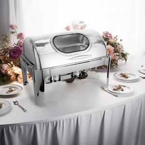 Recipiente para Calentar <span class=keywords><strong>Comida</strong></span> con Tapa Enrollable de Acero Inoxidable, con Vidrio Visible, Juego de Recipientes para Buffet - Product Image 3