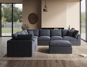 Canapés nuage surdimensionnés Ohllob, salon, <span class=keywords><strong>canapé</strong></span> modulaire convertible, ottoman, une place, <span class=keywords><strong>canapé</strong></span> modulaire en tissu gris - Product Image 6