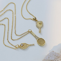 Collier pendentif tendance pour femme en alliage de cuivre et zircon, série sport (badminton, tennis, tennis de table), best-seller transfrontalier