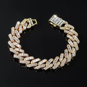 925 Sterling <b>Silver</b> Plated Moissanite <b>Charm</b> Bracelet 7 Inch Iced Round Cut Fashion Jewelry Unisex Hip Hop Bracelet for Mens - Product Image 4