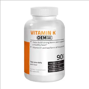 Suplemento de cápsulas de vitamina K de etiqueta privada OEM Fórmula sin gluten sin OGM El complejo avanzado admite una inmunidad saludable