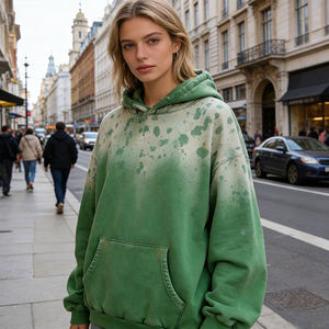 Sudaderas con Capucha para <span class=keywords><strong>Mujer</strong></span>, Estilo Vintage, Lavadas y Desgastadas, con Logotipo Personalizado al por Mayor, Color Degradado Otoñal, Tejido Grueso 100% - Product Image 4