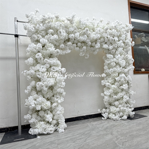 Fondo de rosas artificiales de seda románticas, arco cuadrado moderno, decoraciones para fiestas de cumpleaños, pared de flores para interiores y exteriores - Product Image 3